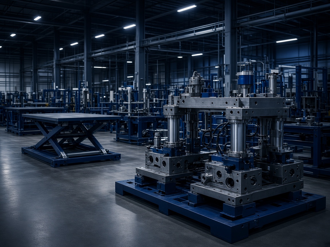 Hassas üretim atölyesinde metal montaj hattı