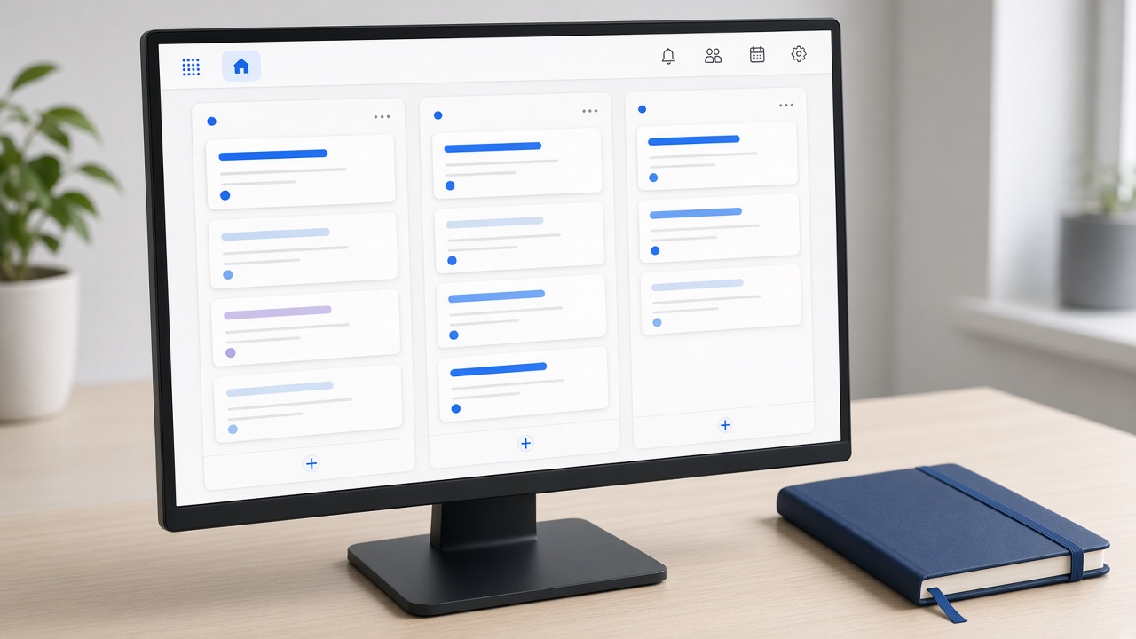 Üç sütunlu iş kartı panosu