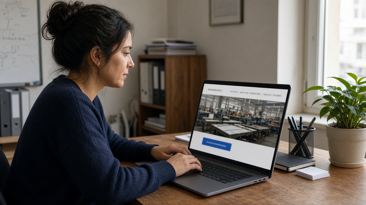 Monitörde lacivert bloklardan oluşan kurumsal site yerleşimi
